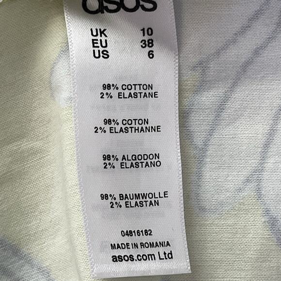 ASOS Wiggle Dress Sheath Size 6 Cotton Stretch Mirrored Floral Print Yellow NEW - Picture 12 of 13